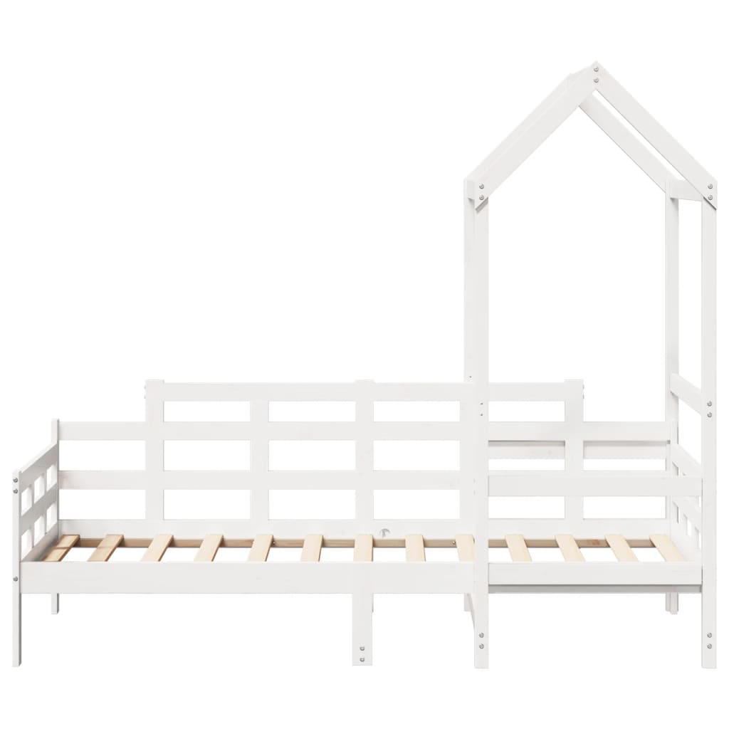 Day bed with roof without mattress white 90x200 cm solid wood