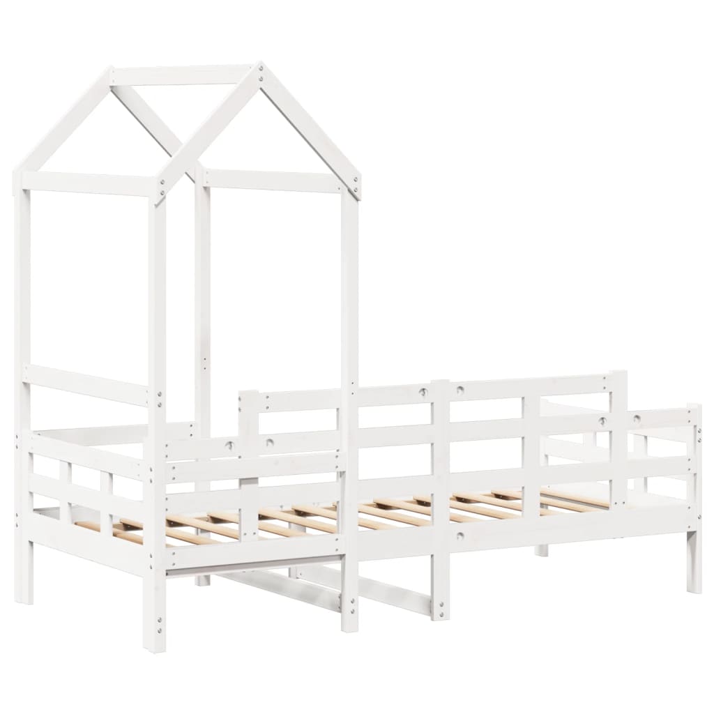 Day bed with roof without mattress white 90x200 cm solid wood