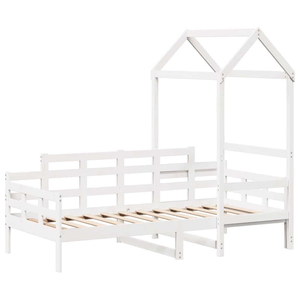 Day bed with roof without mattress white 80x200 cm solid wood