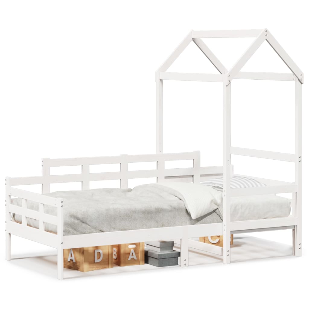 Lit de jour avec toit sans matelas blanc 90x190 cm bois massif