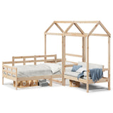 Daybed and bench set with roof without mattress