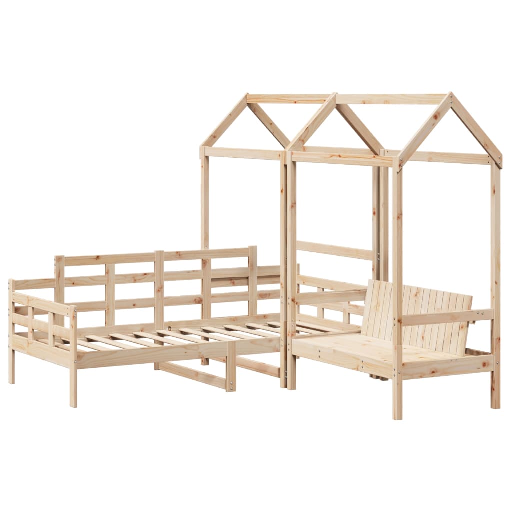 Daybed and bench set with roof without mattress