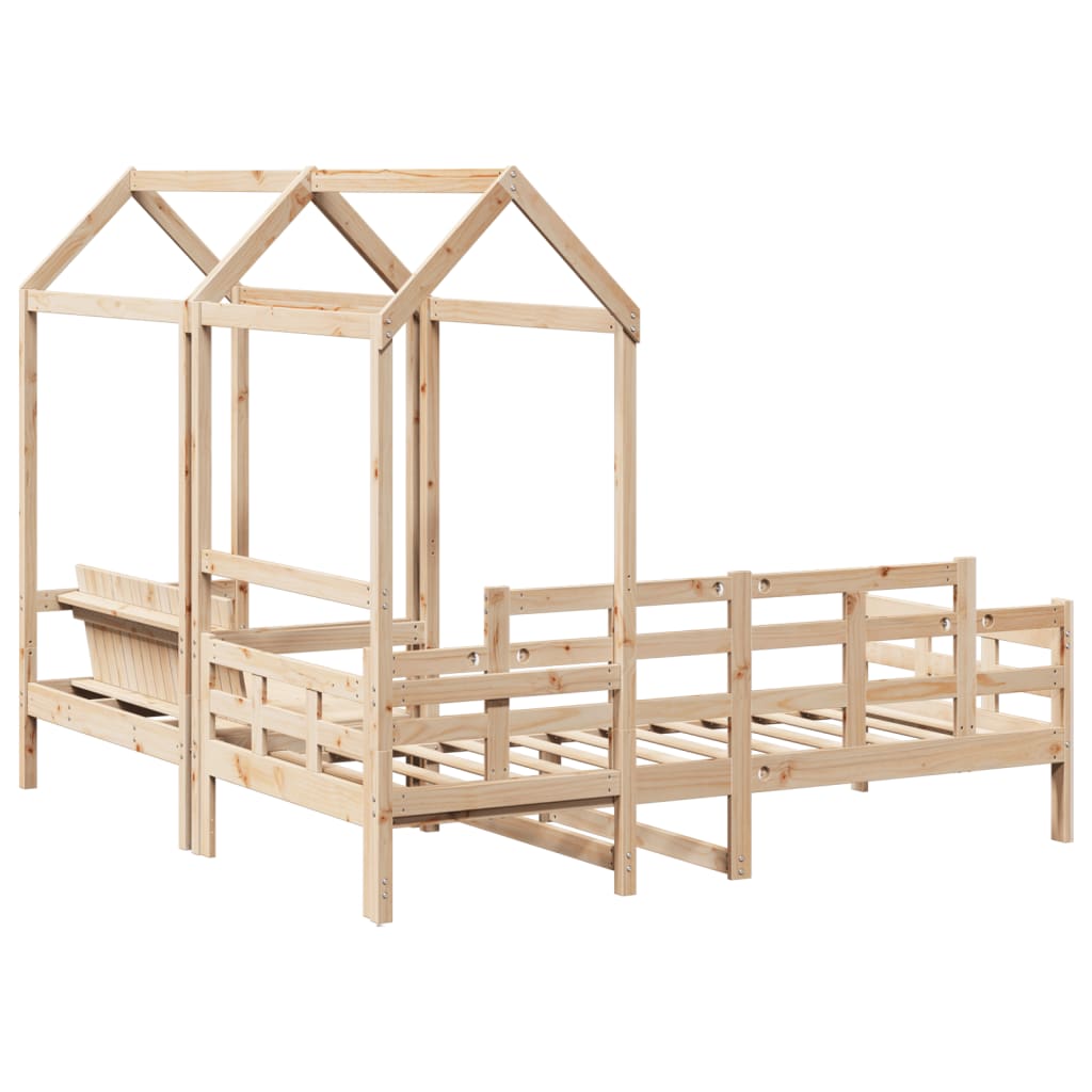 Daybed and bench set with roof without mattress