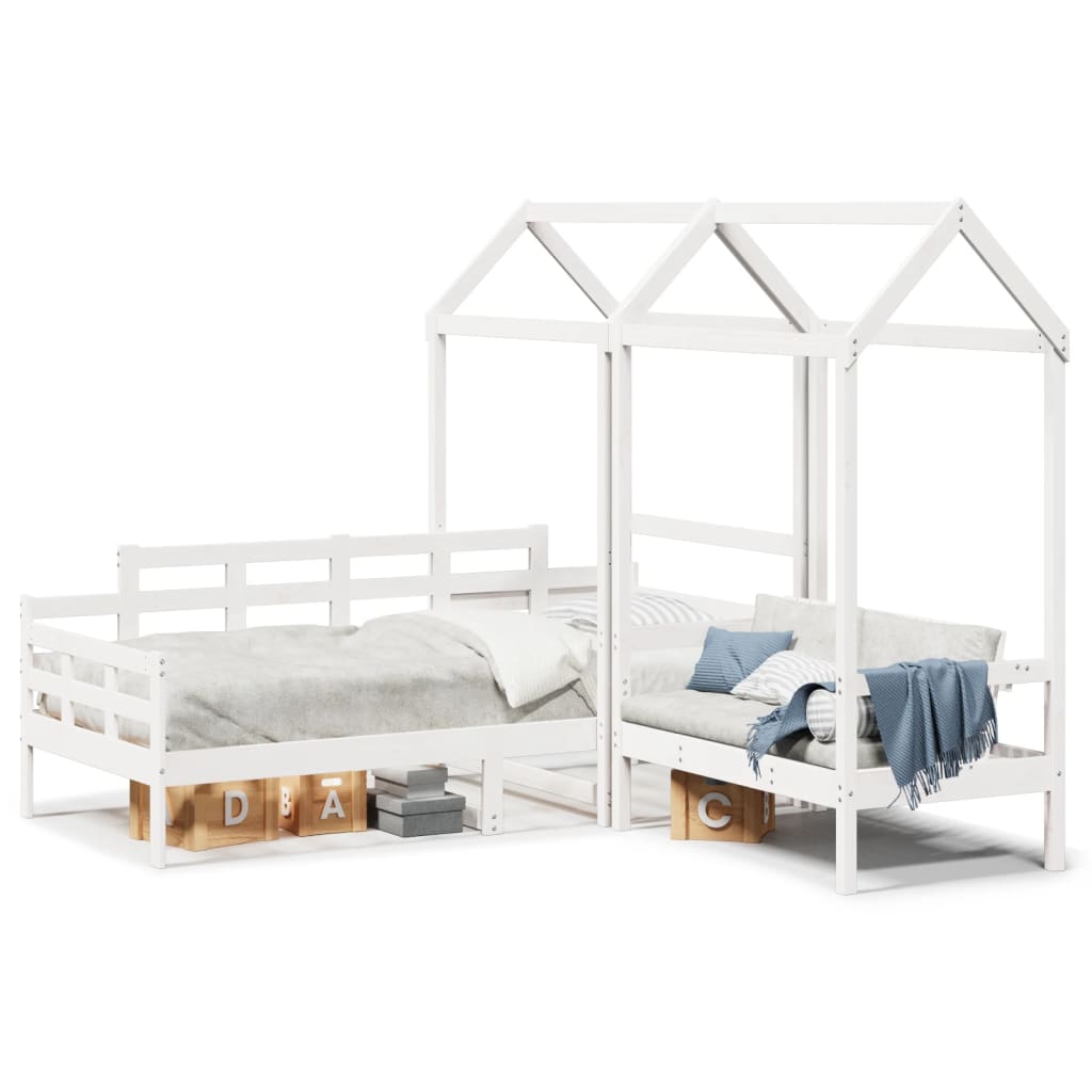 Daybed and bench set with roof without mattress white