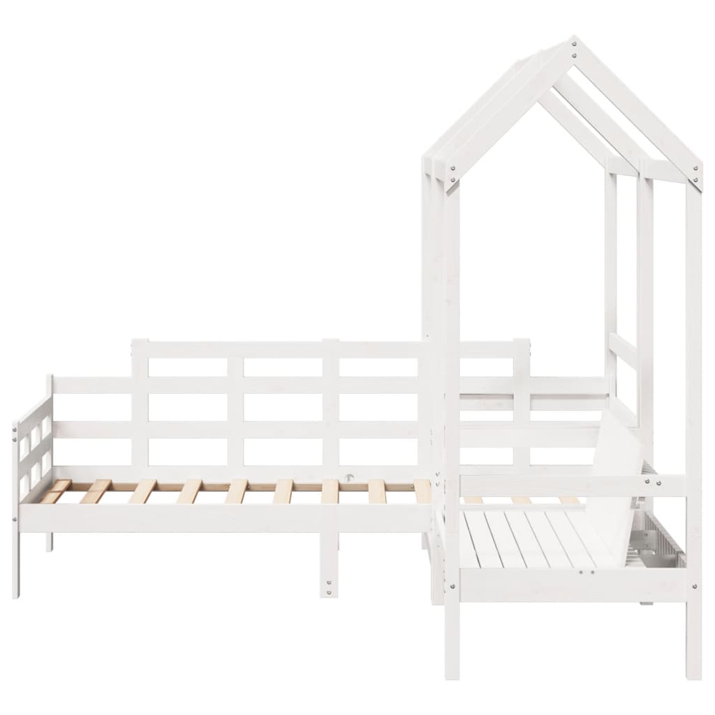 Daybed and bench set with roof without mattress white