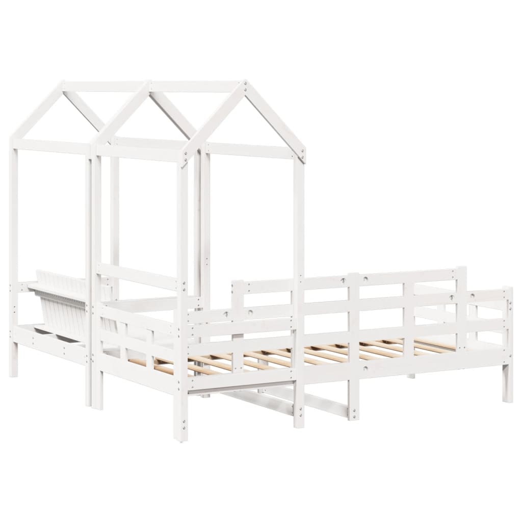 Daybed and bench set with roof without mattress white