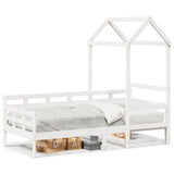 Day bed with roof without mattress white 80x200 cm solid wood