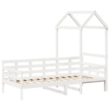 Day bed with roof without mattress white 80x200 cm solid wood