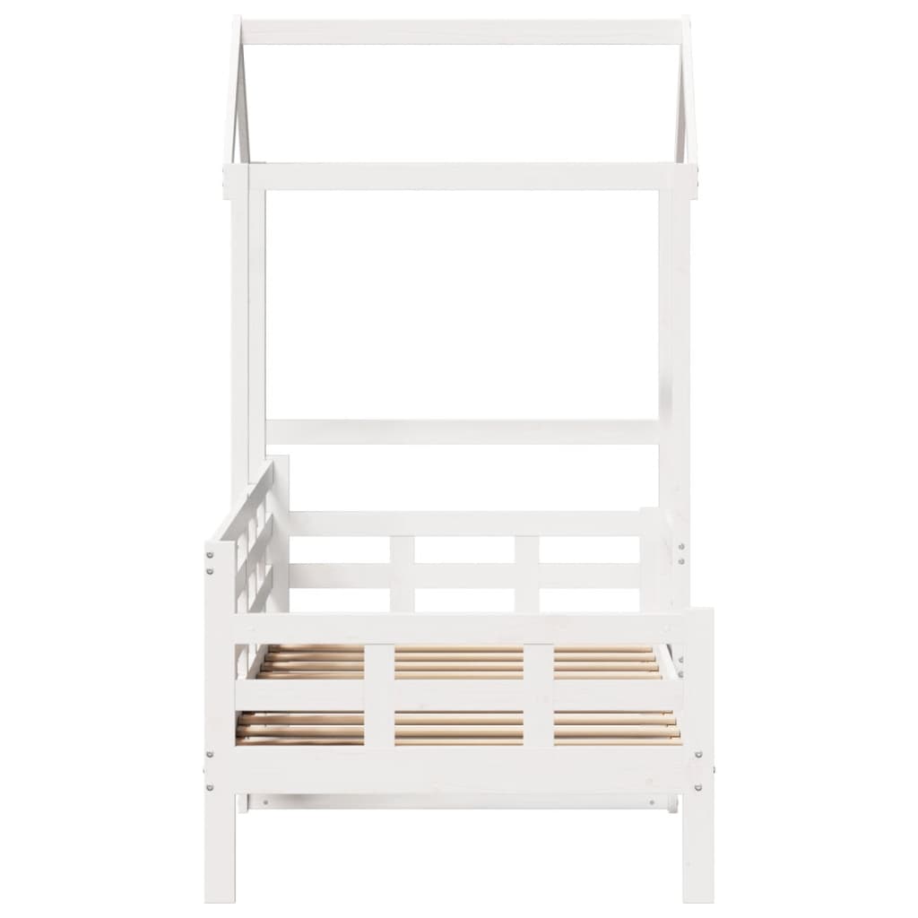 Day bed with roof without mattress white 80x200 cm solid wood