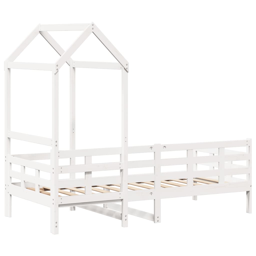 Day bed with roof without mattress white 80x200 cm solid wood