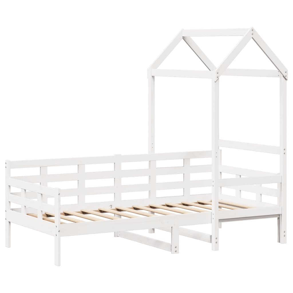 Lit de jour avec toit sans matelas blanc 90x190 cm bois massif