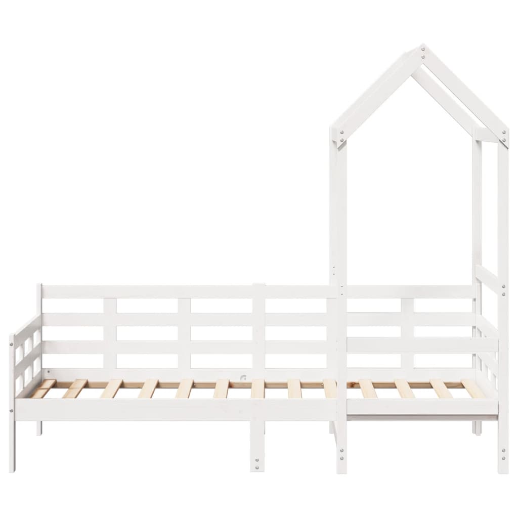 Lit de jour avec toit sans matelas blanc 90x190 cm bois massif