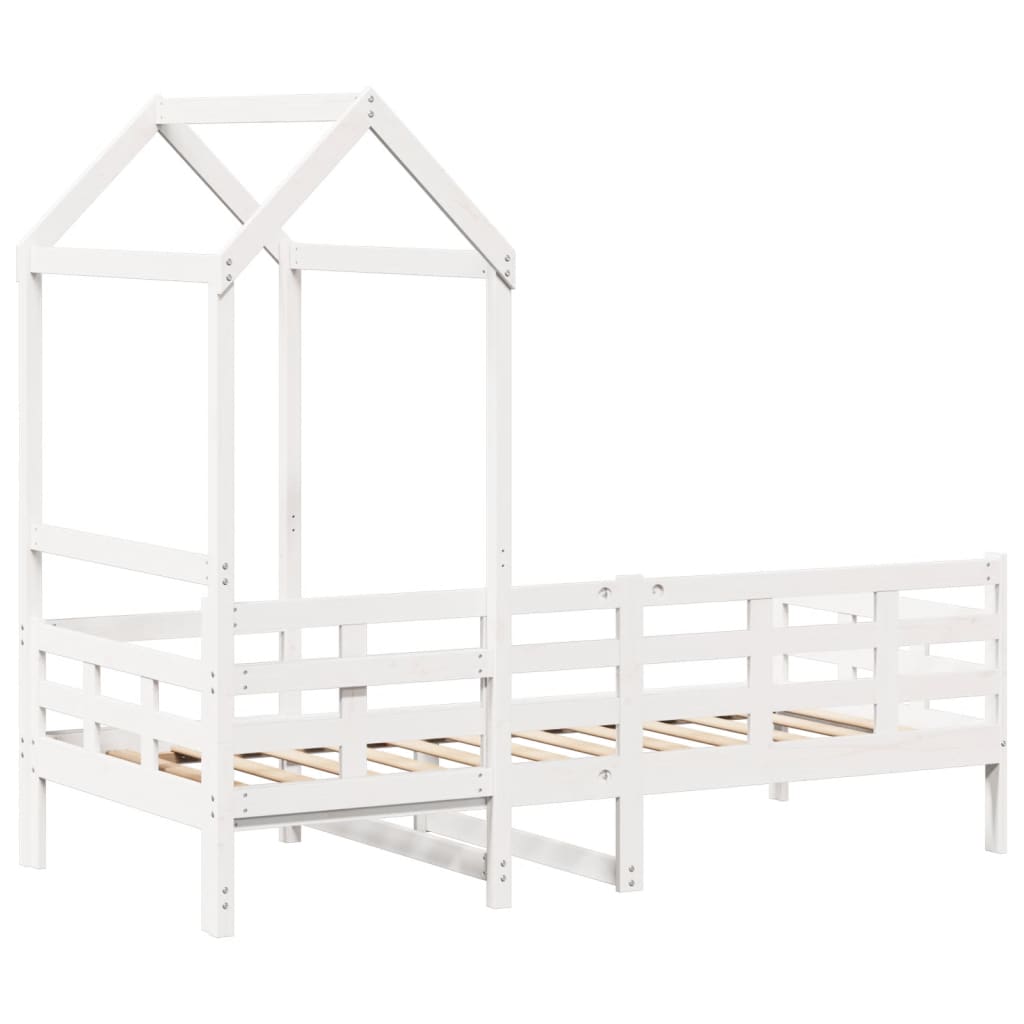 Lit de jour avec toit sans matelas blanc 90x190 cm bois massif