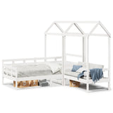 Daybed and bench set with roof without mattress white