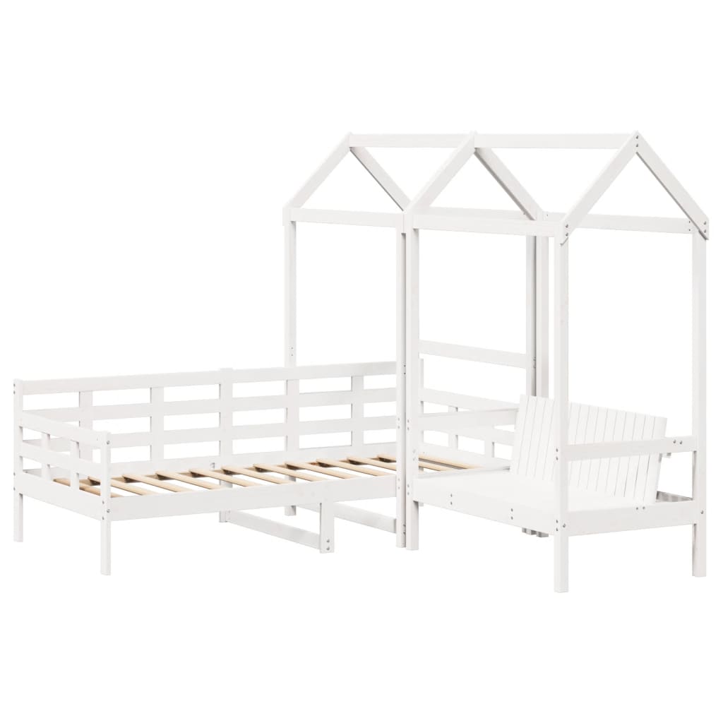 Daybed and bench set with roof without mattress white