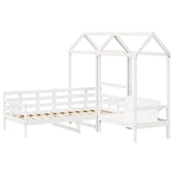 Daybed and bench set with roof without mattress white