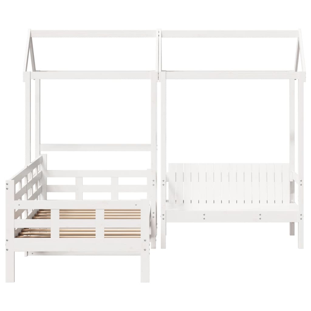 Daybed and bench set with roof without mattress white