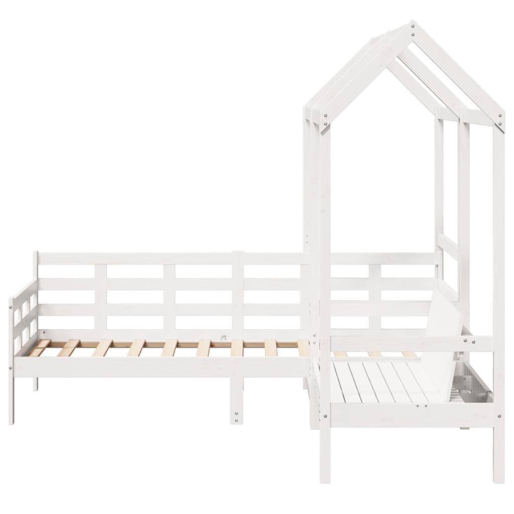 Daybed and bench set with roof without mattress white