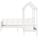 Daybed and bench set with roof without mattress white