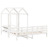 Daybed and bench set with roof without mattress white