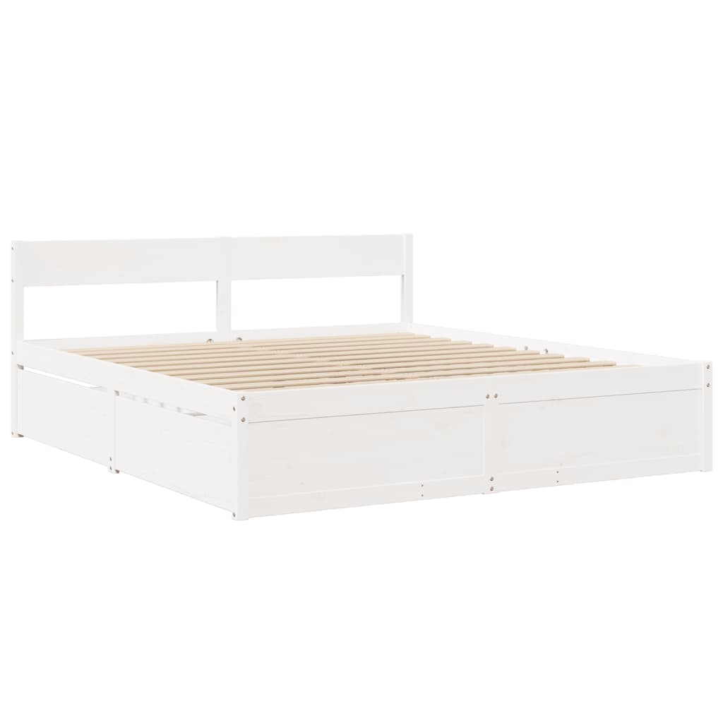 Bed frame without mattress white 200x200 cm solid pine wood