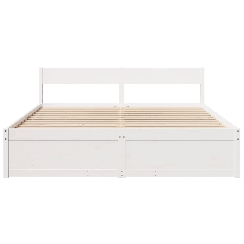 Bed frame without mattress white 200x200 cm solid pine wood