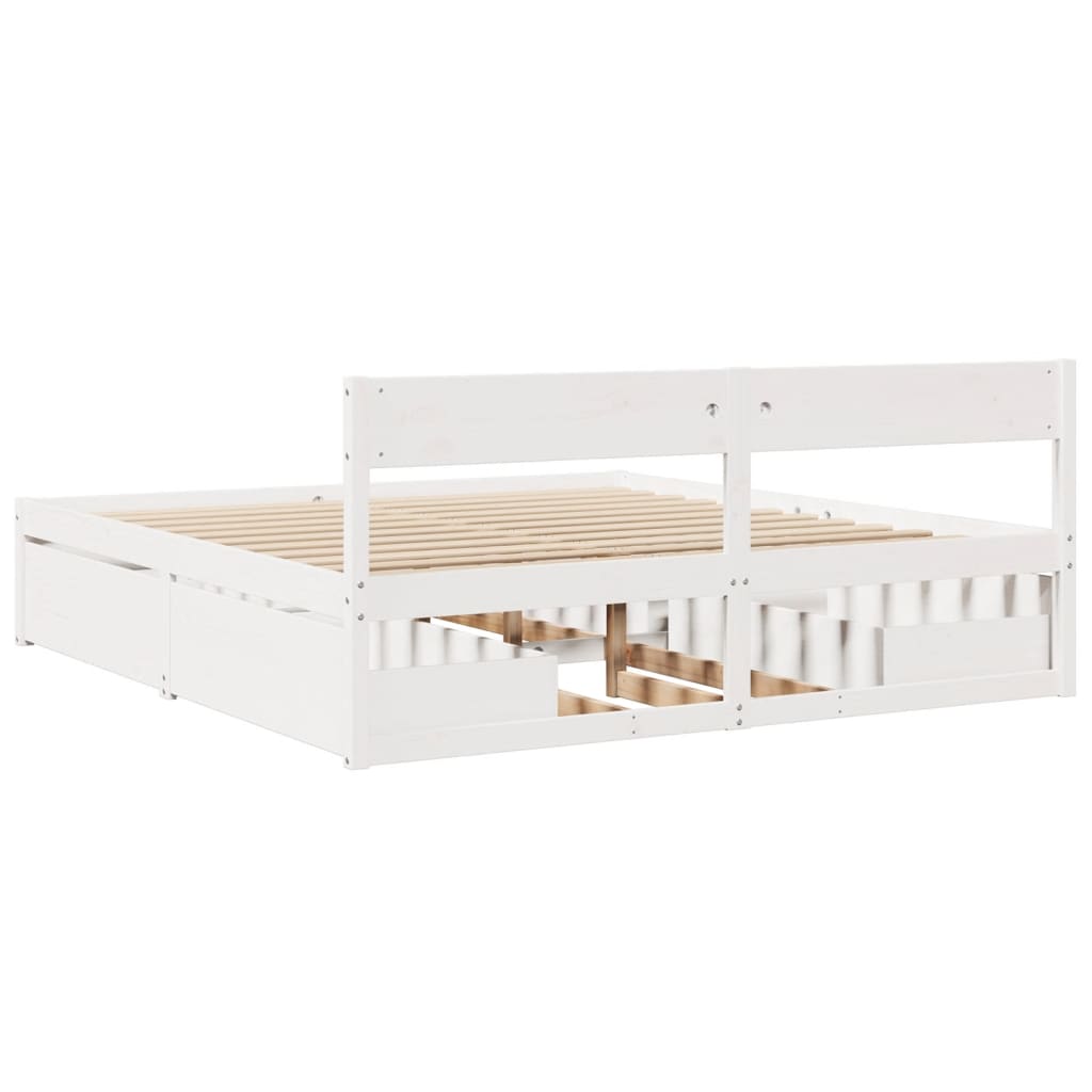 Bed frame without mattress white 200x200 cm solid pine wood