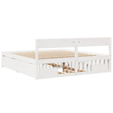 Cadre de lit sans matelas blanc 200x200 cm bois massif de pin