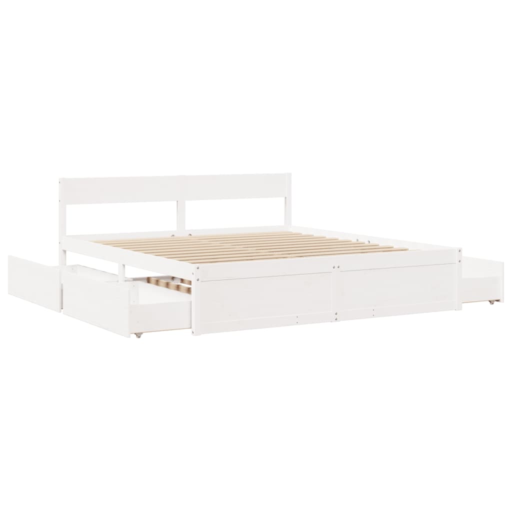 Cadre de lit sans matelas blanc 200x200 cm bois massif de pin