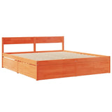 Cadre de lit sans matelas cire marron 200x200cm bois pin massif