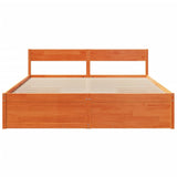 Cadre de lit sans matelas cire marron 200x200cm bois pin massif