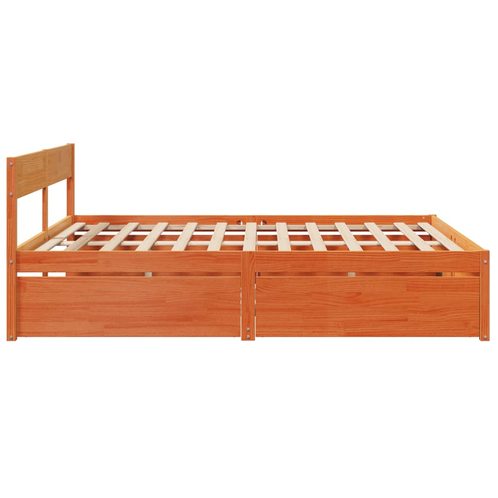 Cadre de lit sans matelas cire marron 200x200cm bois pin massif