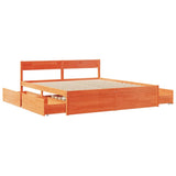 Cadre de lit sans matelas cire marron 200x200cm bois pin massif