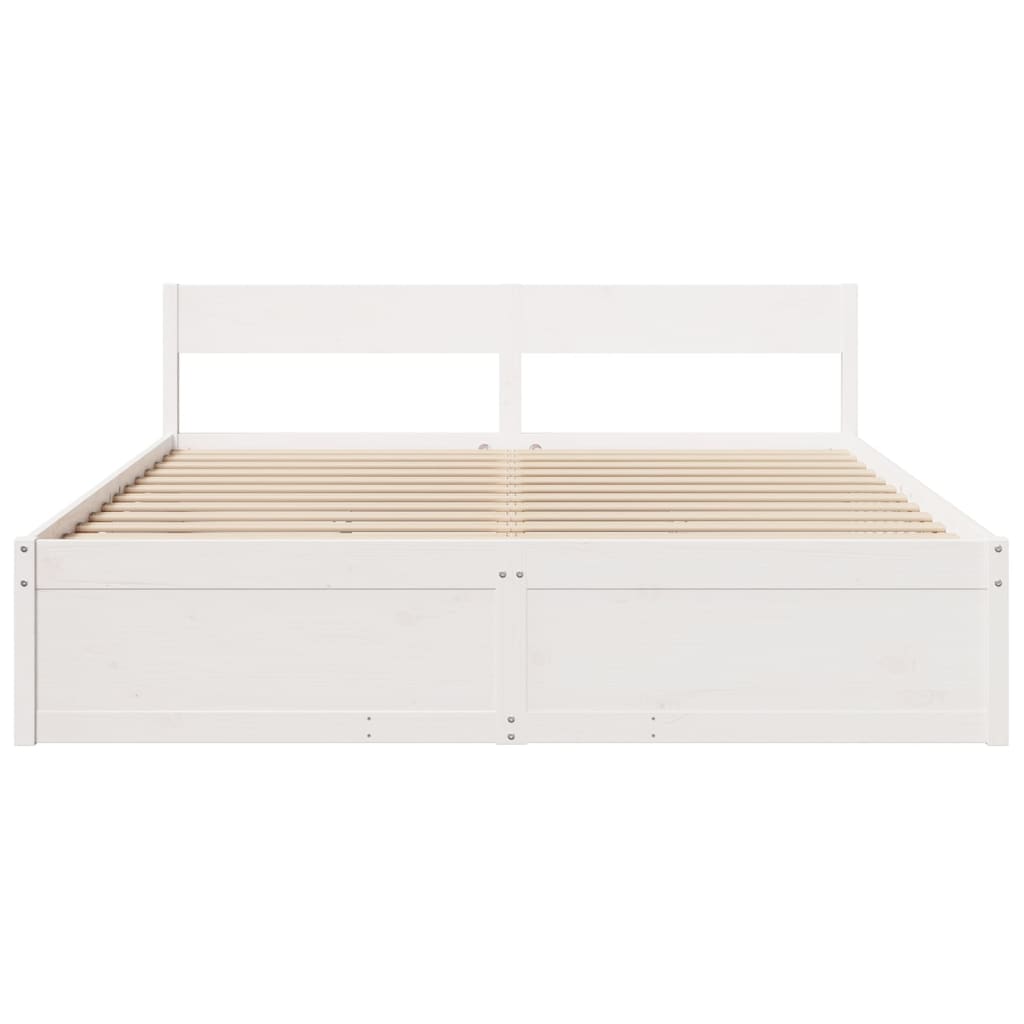 Cadre de lit sans matelas blanc 180x200 cm bois massif de pin