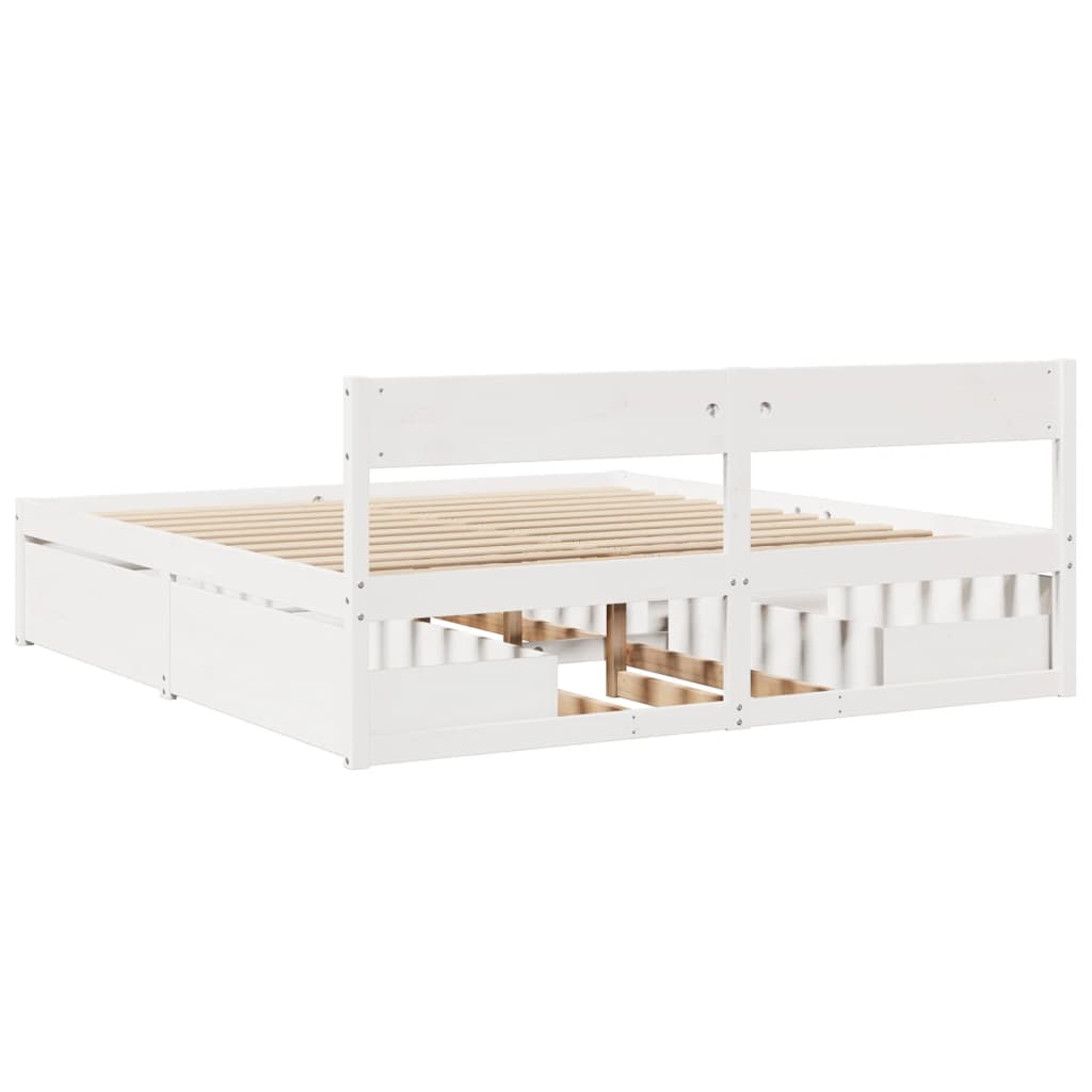 Cadre de lit sans matelas blanc 180x200 cm bois massif de pin