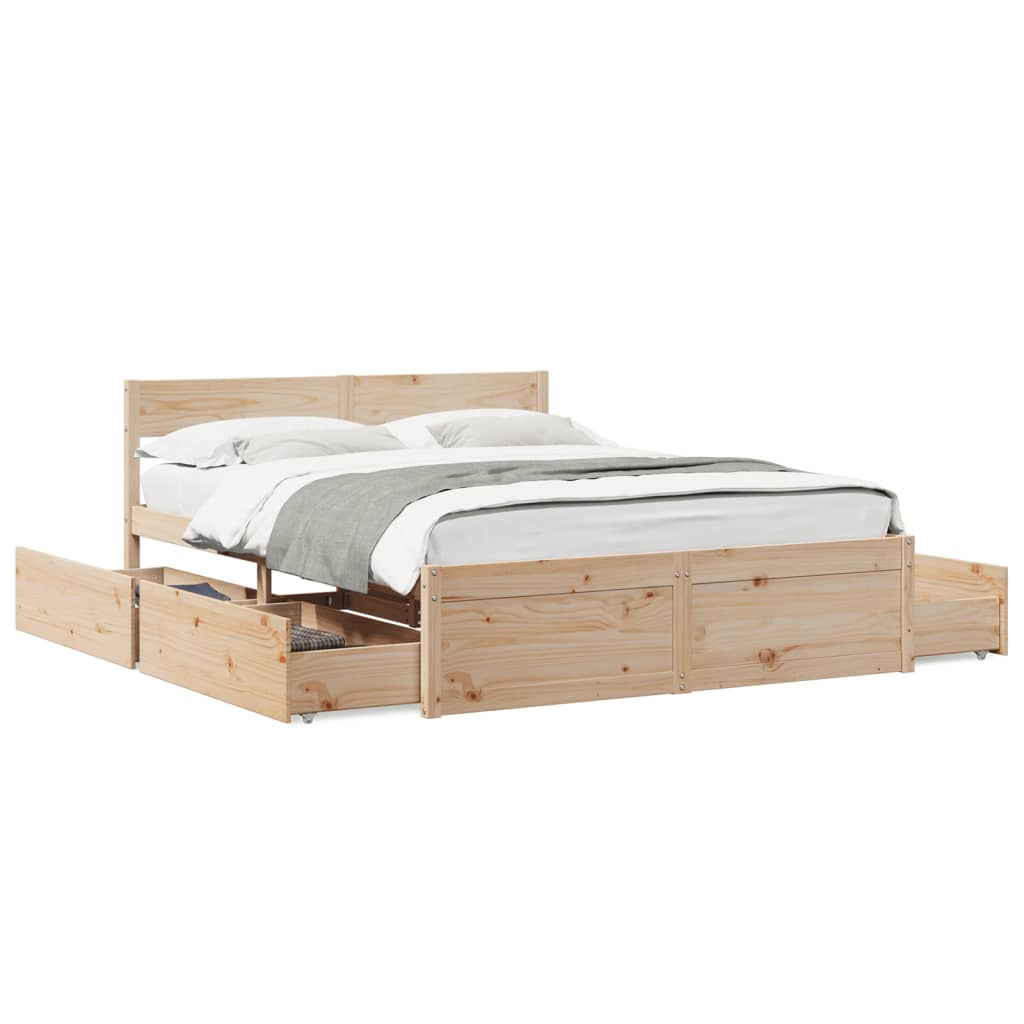 Bed frame without mattress 160x200 cm solid pine wood