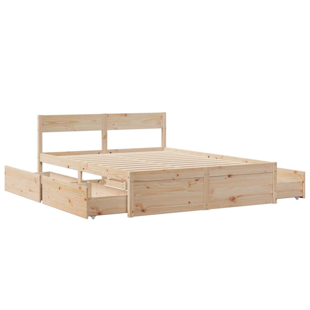 Bed frame without mattress 160x200 cm solid pine wood