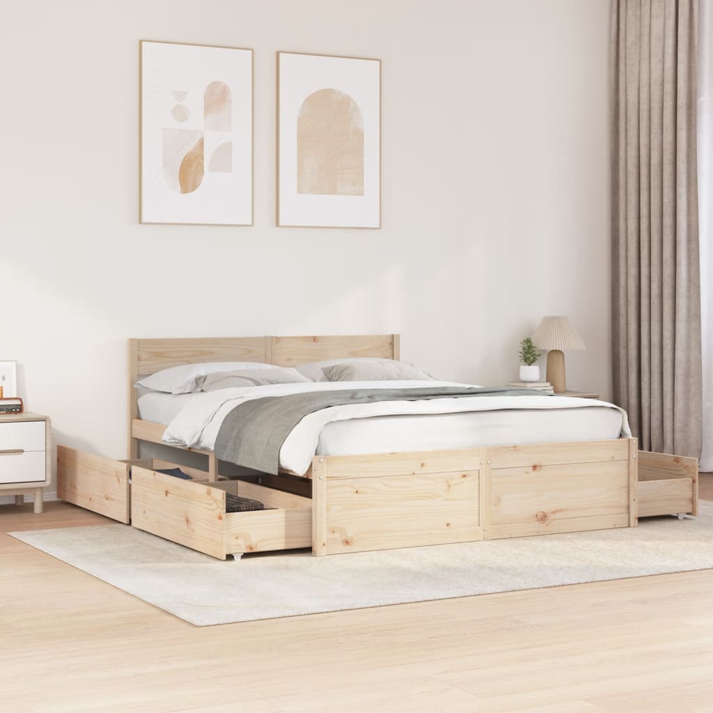 Cadre de lit sans matelas 160x200 cm bois massif de pin