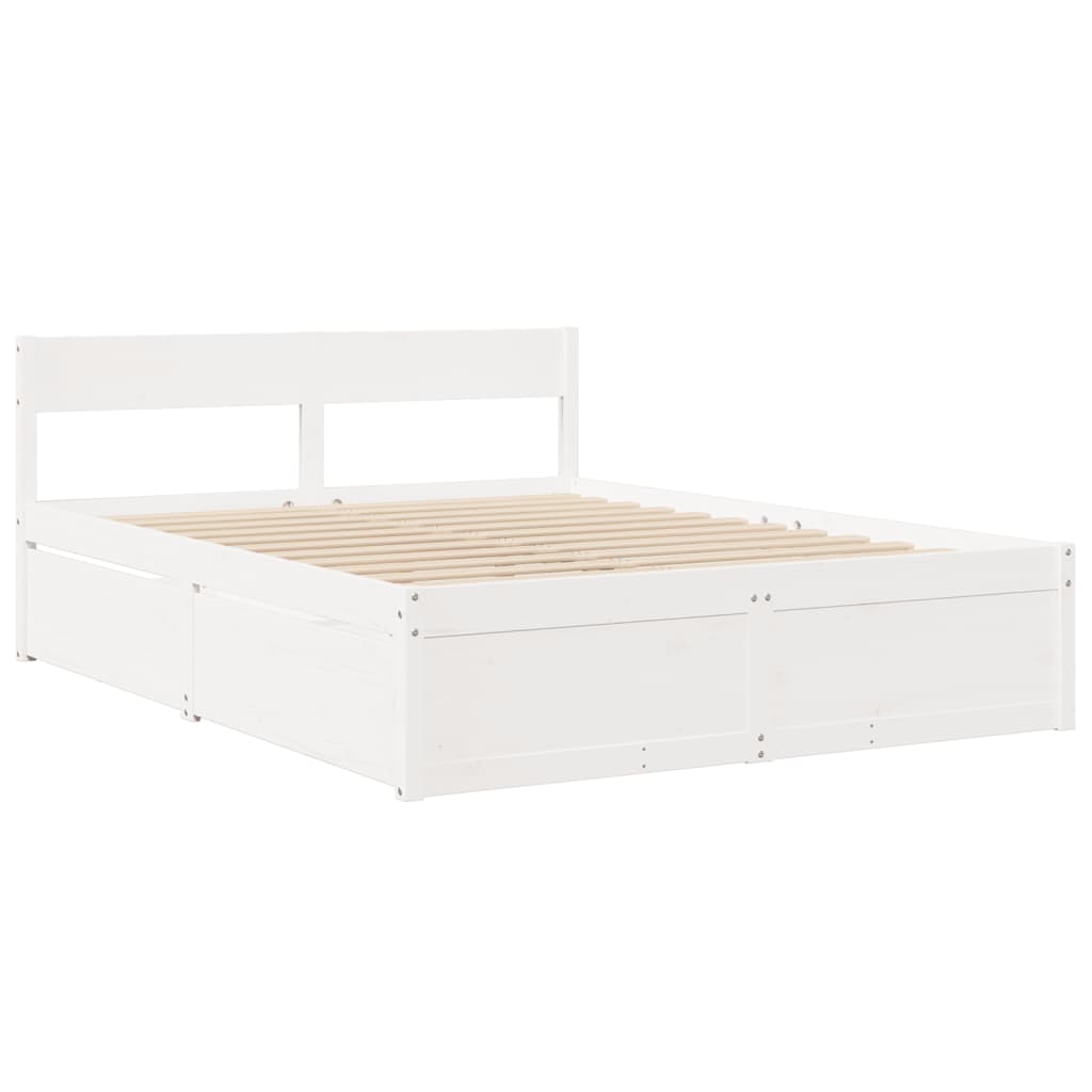 Cadre de lit sans matelas blanc 160x200 cm bois de pin massif