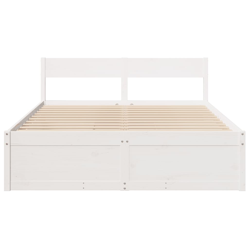 Cadre de lit sans matelas blanc 160x200 cm bois de pin massif