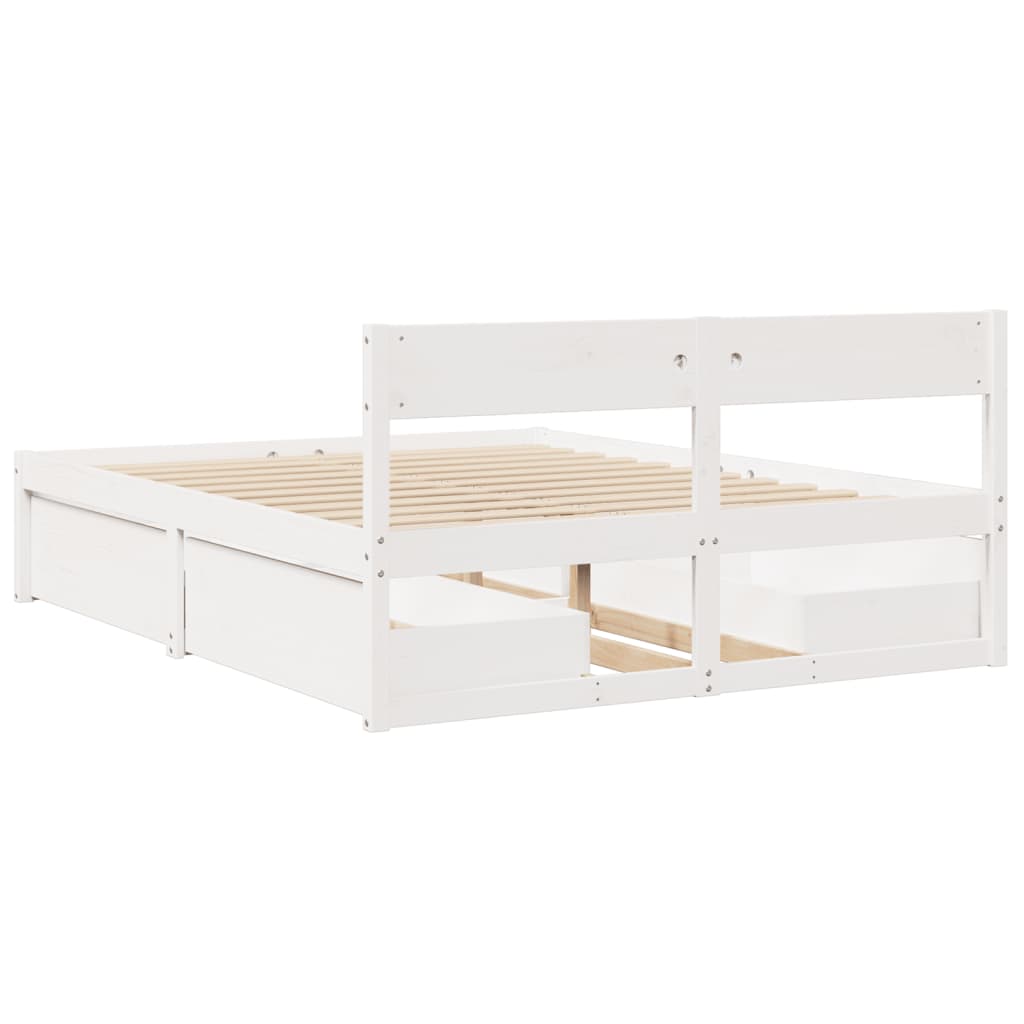 Cadre de lit sans matelas blanc 160x200 cm bois de pin massif