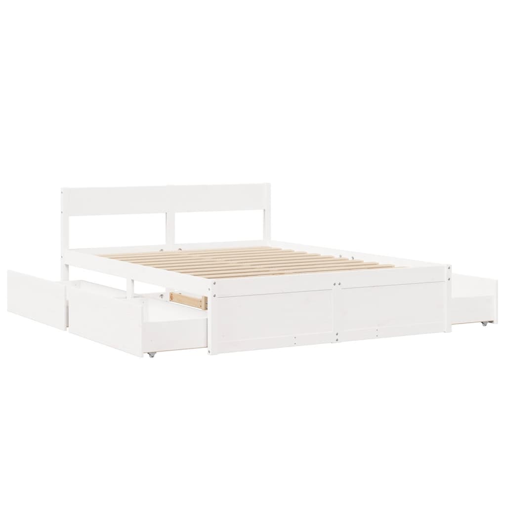 Cadre de lit sans matelas blanc 160x200 cm bois de pin massif