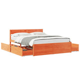 Cadre de lit sans matelas cire marron 160x200cm bois pin massif