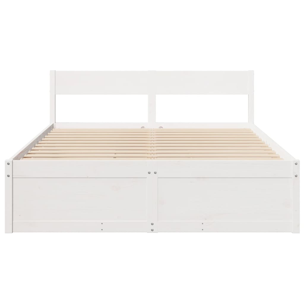 Cadre de lit sans matelas blanc 150x200 cm bois de pin massif