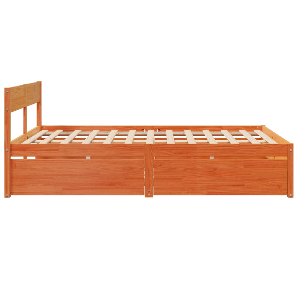 Cadre de lit sans matelas cire marron 150x200cm bois pin massif