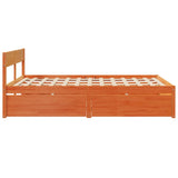 Cadre de lit sans matelas cire marron 150x200cm bois pin massif