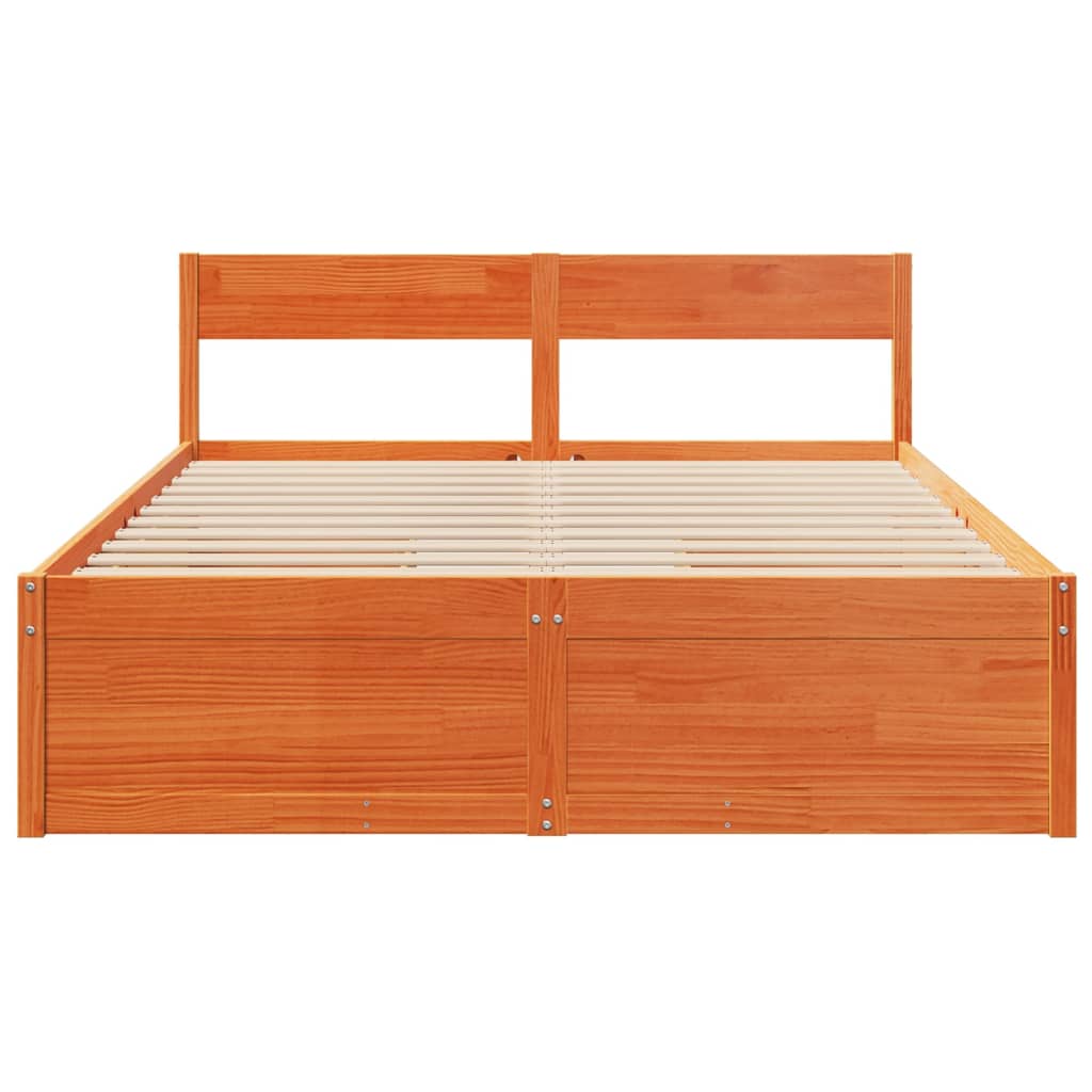 Cadre de lit sans matelas cire marron 140x200cm bois pin massif