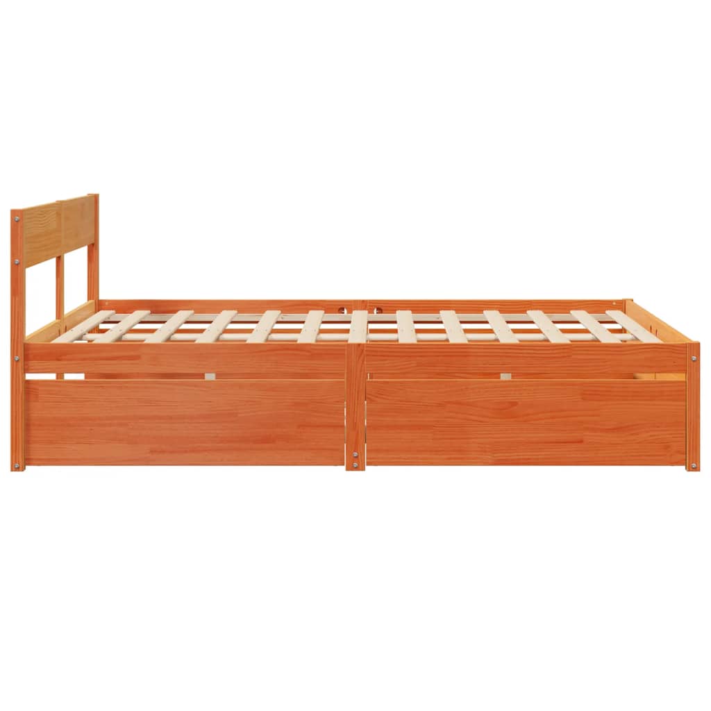 Cadre de lit sans matelas cire marron 140x200cm bois pin massif