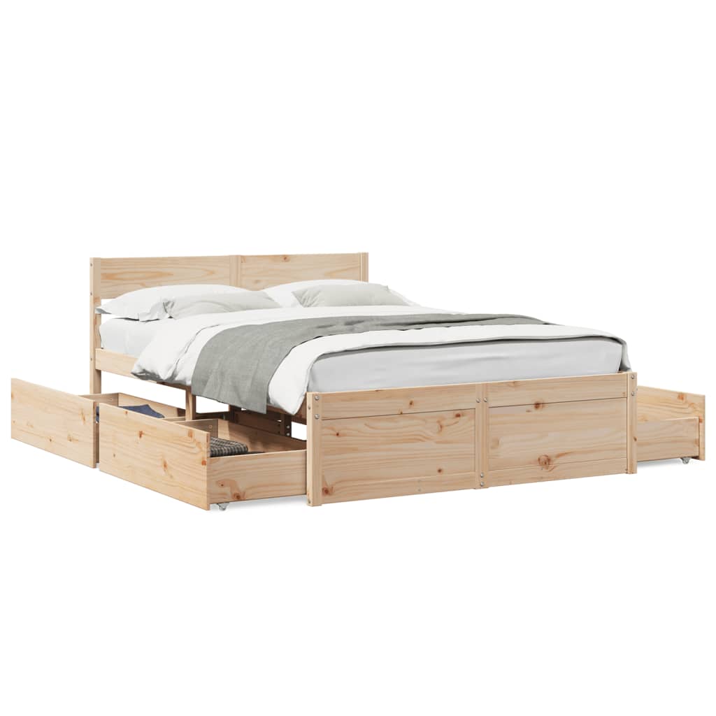 Bed frame without mattress 120x200 cm solid pine wood