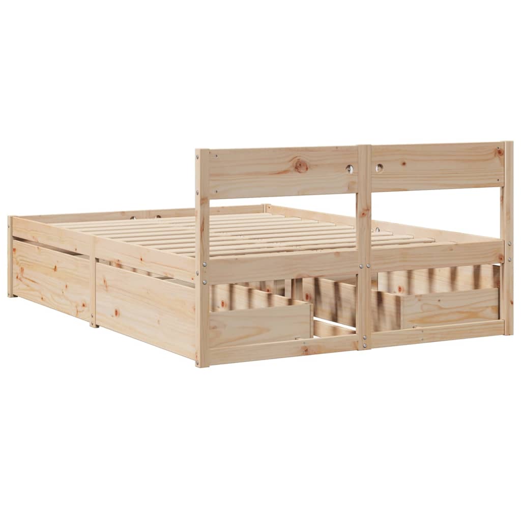 Bed frame without mattress 120x200 cm solid pine wood